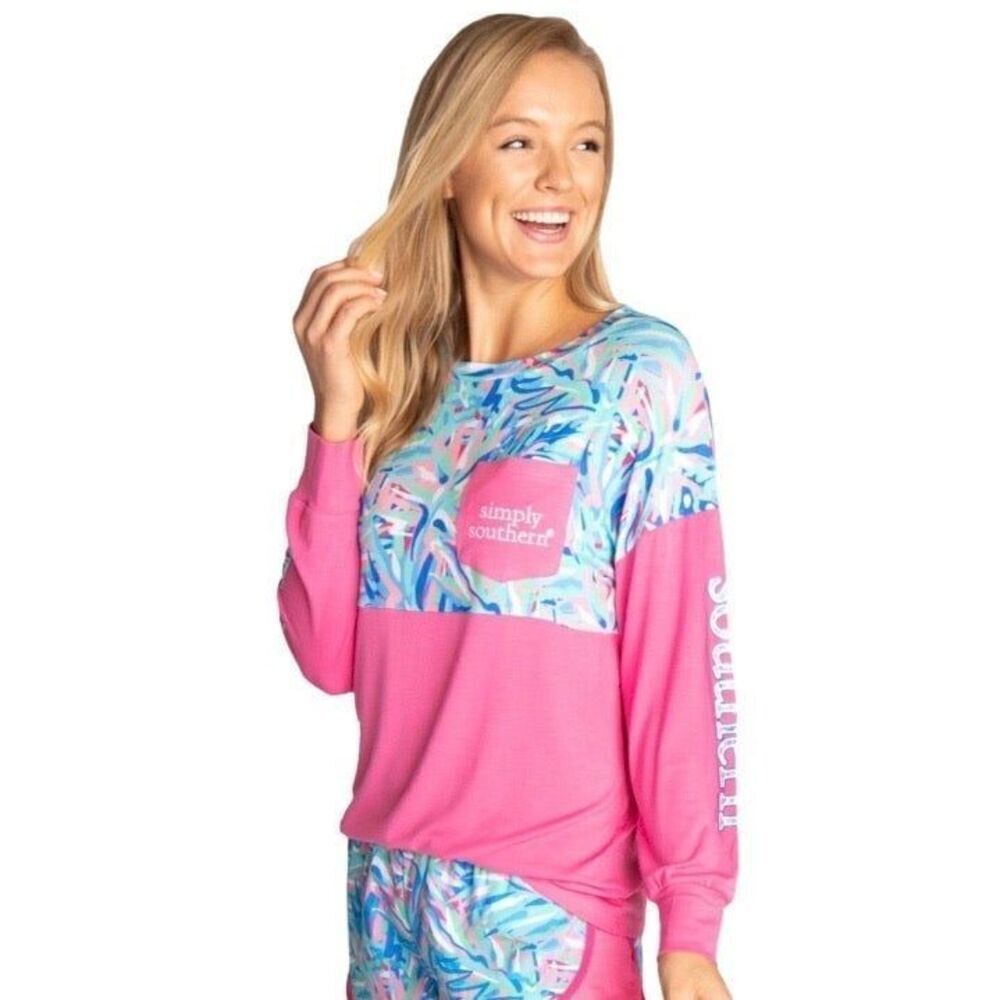 Simply Southern Pink Simply Jersey Abstract size small new